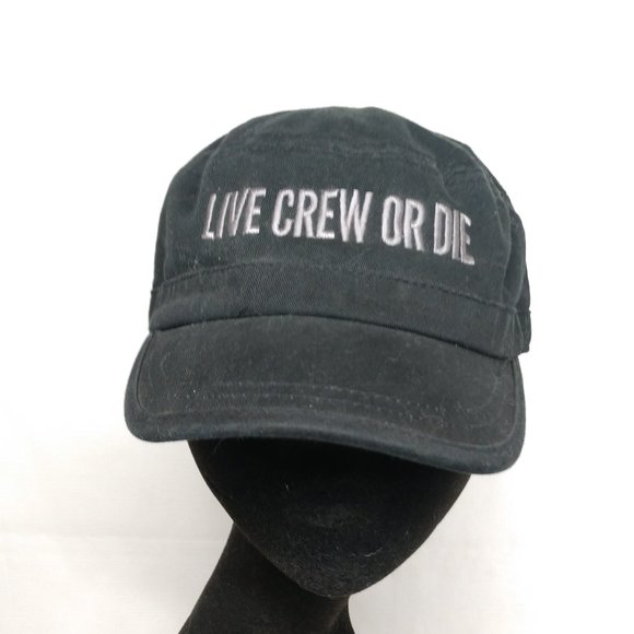 Live Crew or Die American Men's OS Ajustable Black Hat Cap Canvas - Picture 1 of 5